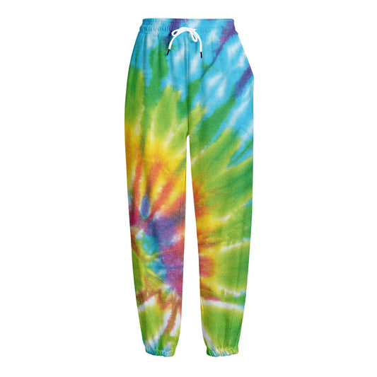 Swirl Tie Dye Print Fleece Lined Knit Pants