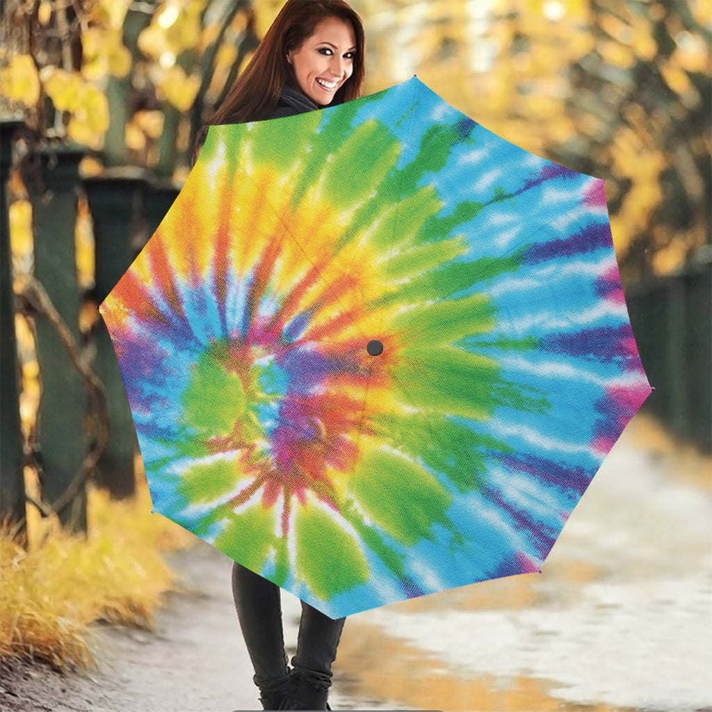 Swirl Tie Dye Print Foldable Umbrella