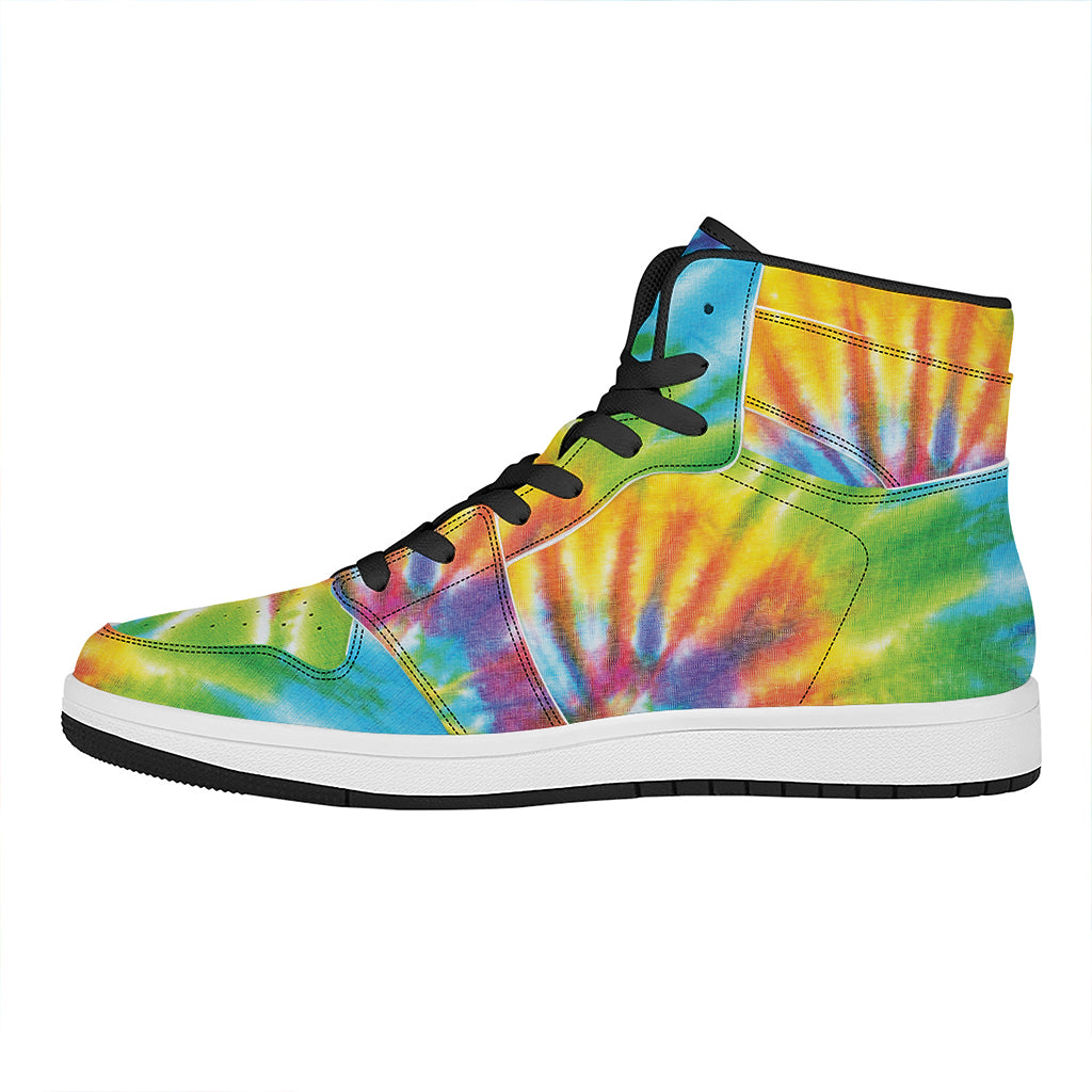 Swirl Tie Dye Print High Top Leather Sneakers