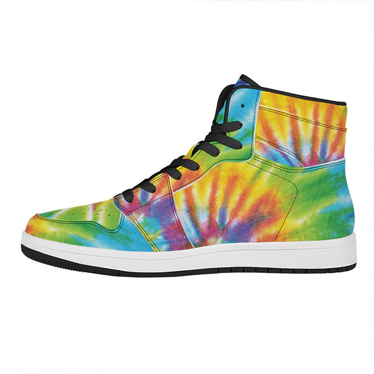 Swirl Tie Dye Print High Top Leather Sneakers