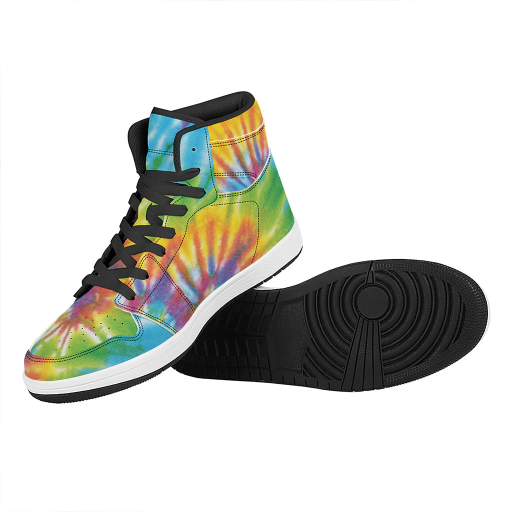 Swirl Tie Dye Print High Top Leather Sneakers