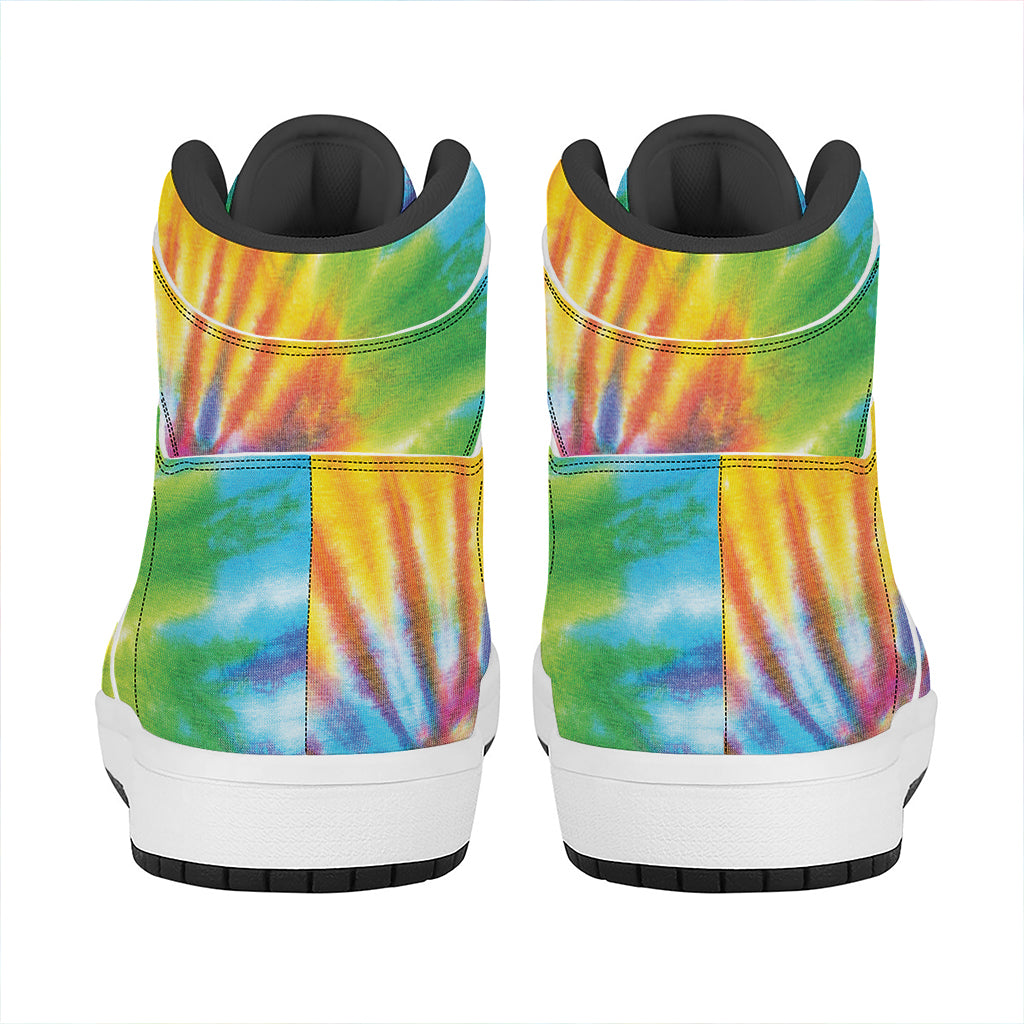 Swirl Tie Dye Print High Top Leather Sneakers