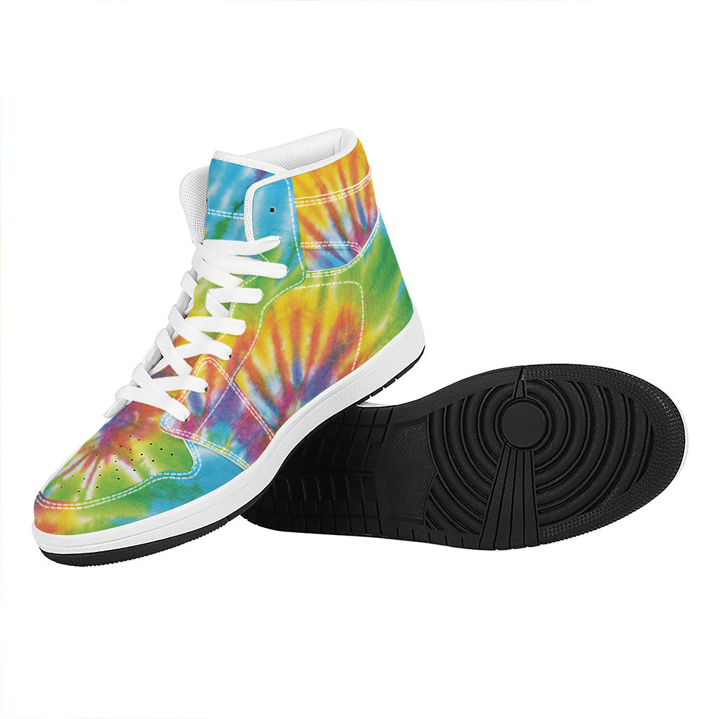 Swirl Tie Dye Print High Top Leather Sneakers