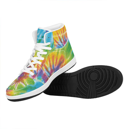 Swirl Tie Dye Print High Top Leather Sneakers