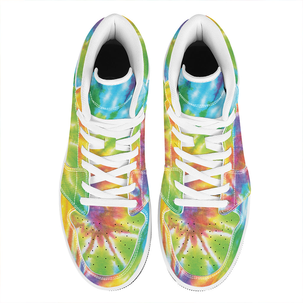 Swirl Tie Dye Print High Top Leather Sneakers