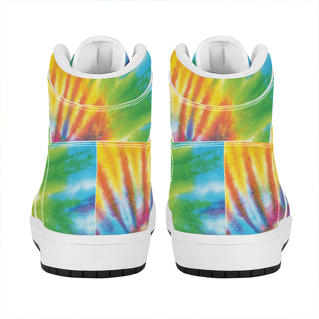 Swirl Tie Dye Print High Top Leather Sneakers