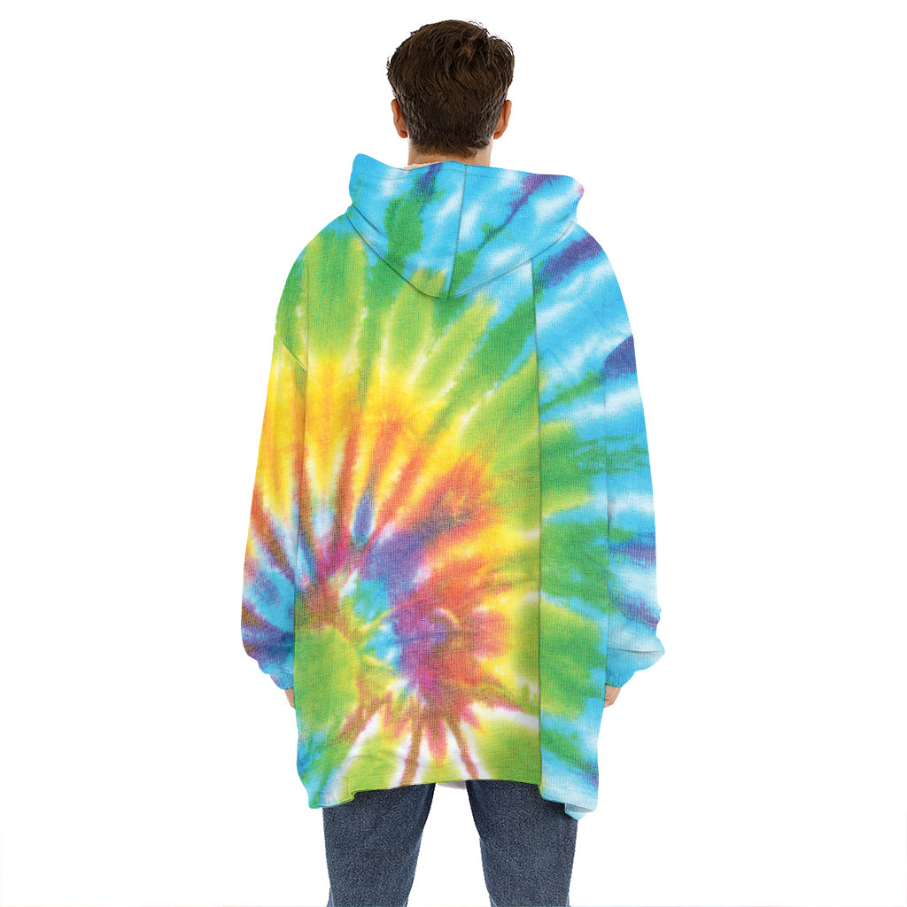 Swirl Tie Dye Print Hoodie Blanket