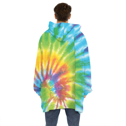 Swirl Tie Dye Print Hoodie Blanket