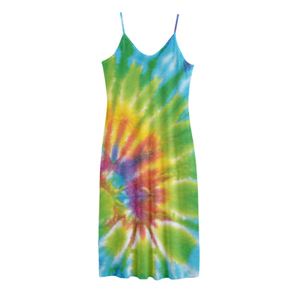 Swirl Tie Dye Print Jersey Midi Cami Dress