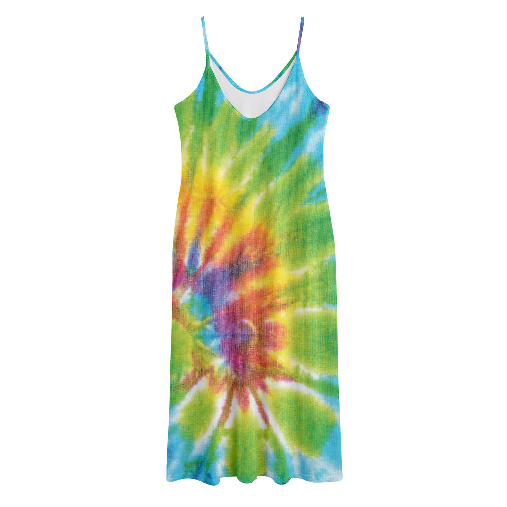 Swirl Tie Dye Print Jersey Midi Cami Dress