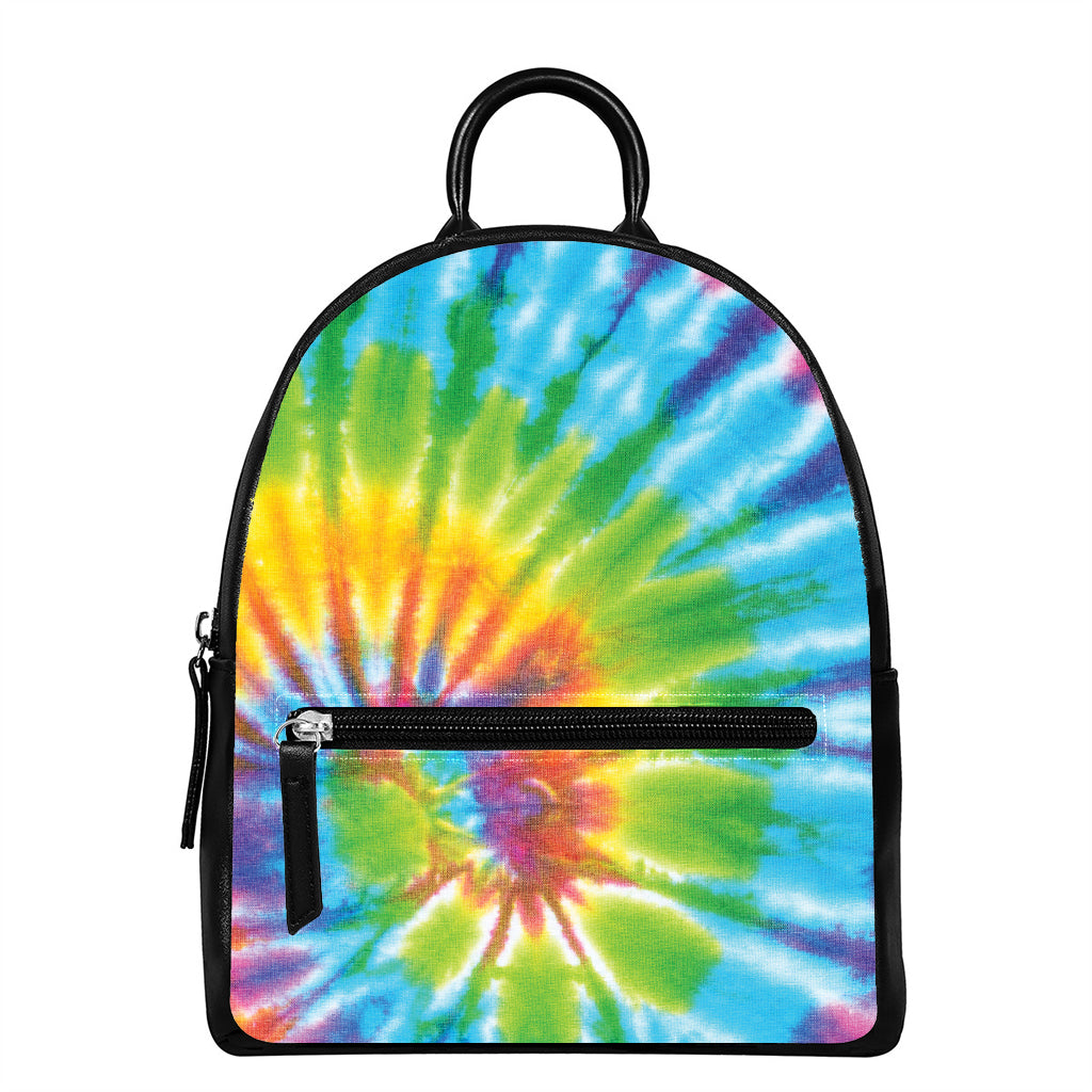 Swirl Tie Dye Print Leather Backpack