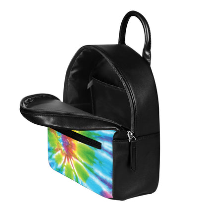 Swirl Tie Dye Print Leather Backpack