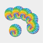 Swirl Tie Dye Print Leather Coaster Set