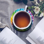 Swirl Tie Dye Print Leather Coaster Set