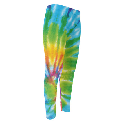 Swirl Tie Dye Print Men's Compression Pants