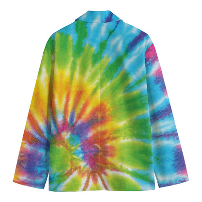 Swirl Tie Dye Print Men's Cotton Blazer