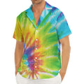 Swirl Tie Dye Print Men's Deep V-Neck Shirt