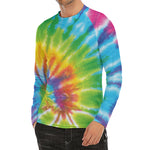 Swirl Tie Dye Print Men's Long Sleeve Rash Guard
