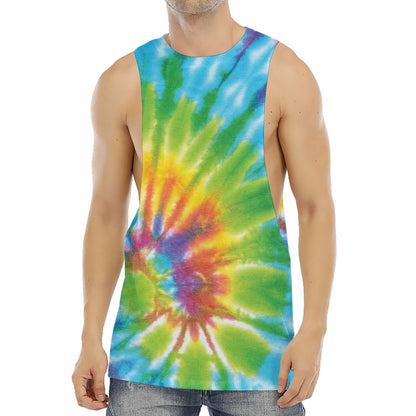 Swirl Tie Dye Print Men's Muscle Tank Top