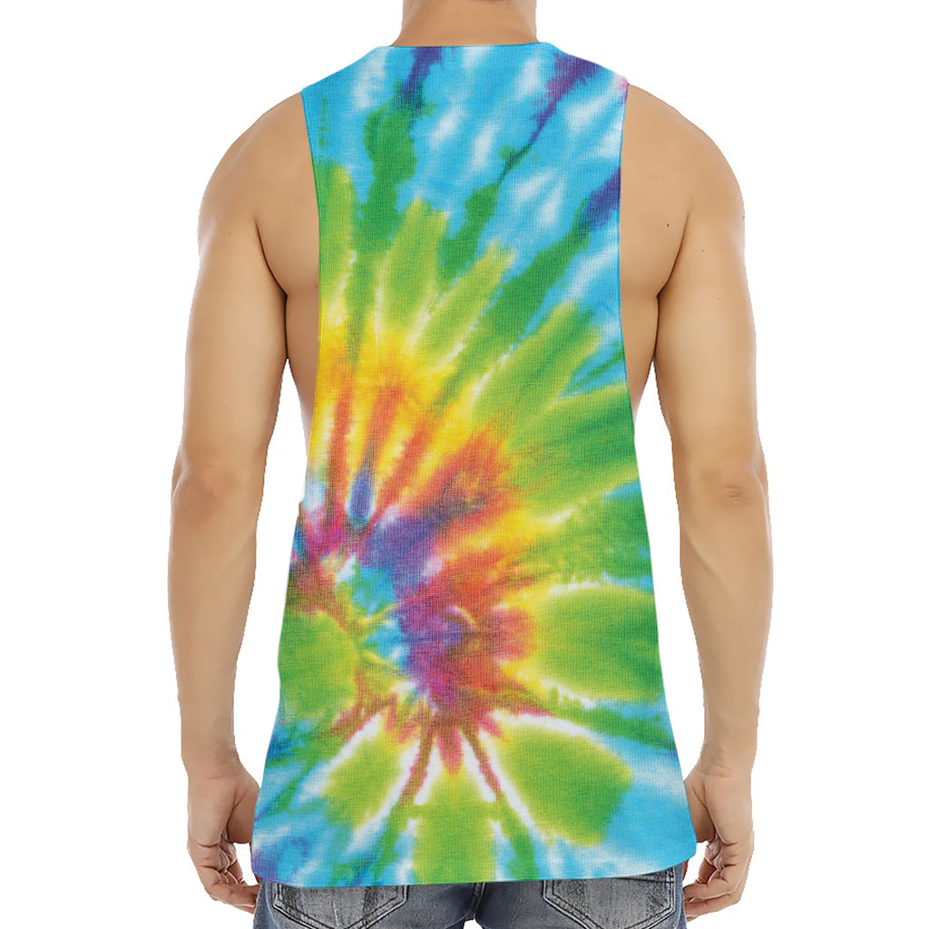 Swirl Tie Dye Print Men's Muscle Tank Top