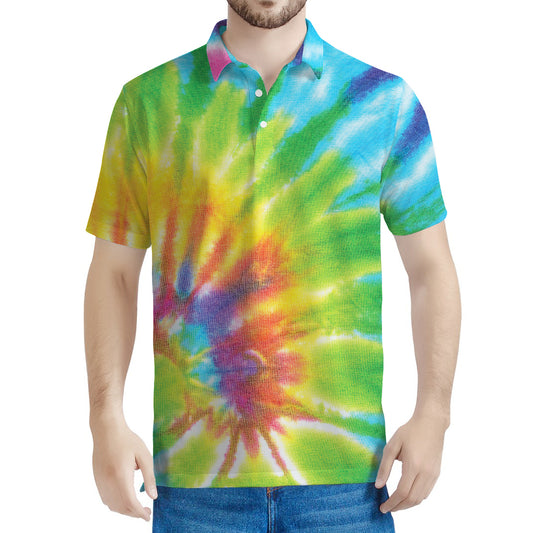 Swirl Tie Dye Print Men's Polo Shirt