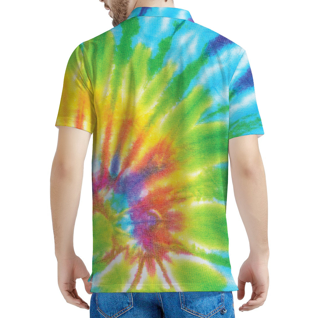 Swirl Tie Dye Print Men's Polo Shirt