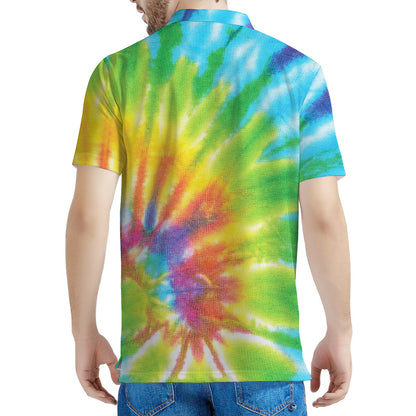 Swirl Tie Dye Print Men's Polo Shirt