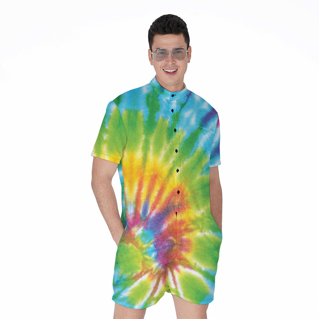 Swirl Tie Dye Print Men's Rompers