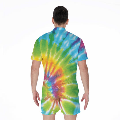 Swirl Tie Dye Print Men's Rompers