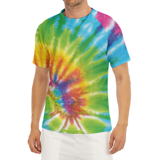 Swirl Tie Dye Print Men's Short Sleeve Rash Guard