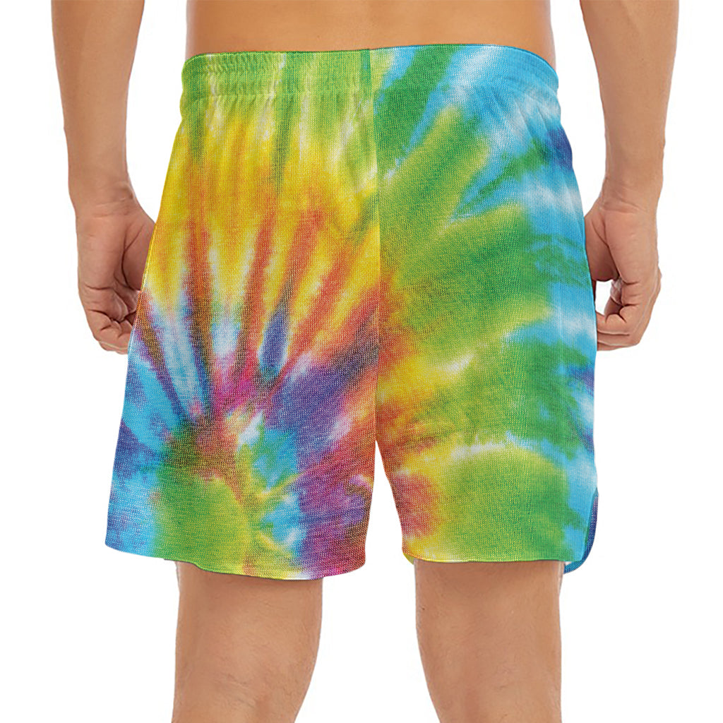 Swirl Tie Dye Print Men's Split Running Shorts