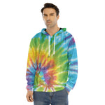 Swirl Tie Dye Print Men's Velvet Pullover Hoodie