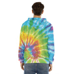 Swirl Tie Dye Print Men's Velvet Pullover Hoodie