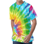 Swirl Tie Dye Print Men's Velvet T-Shirt