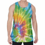 Swirl Tie Dye Print Men's Velvet Tank Top