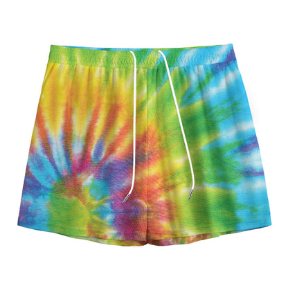 Swirl Tie Dye Print Mesh Shorts