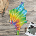 Swirl Tie Dye Print One Shoulder Bodysuit