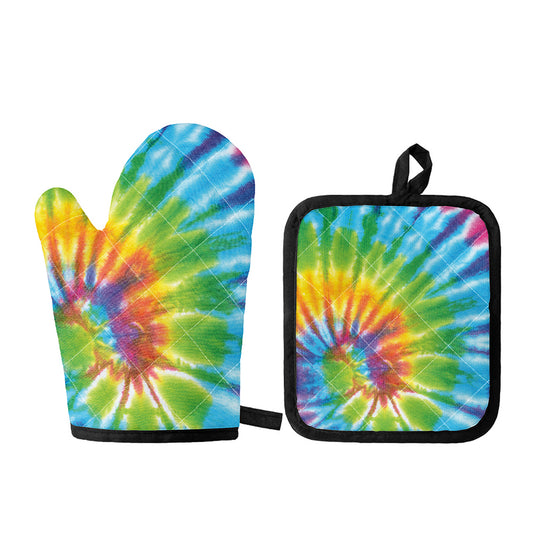 Swirl Tie Dye Print Oven Mitt And Pot Holder Set