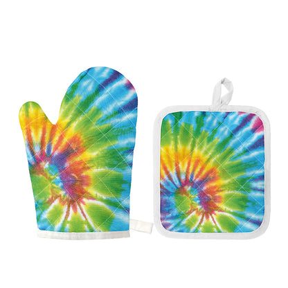 Swirl Tie Dye Print Oven Mitt And Pot Holder Set