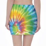Swirl Tie Dye Print Pencil Mini Skirt