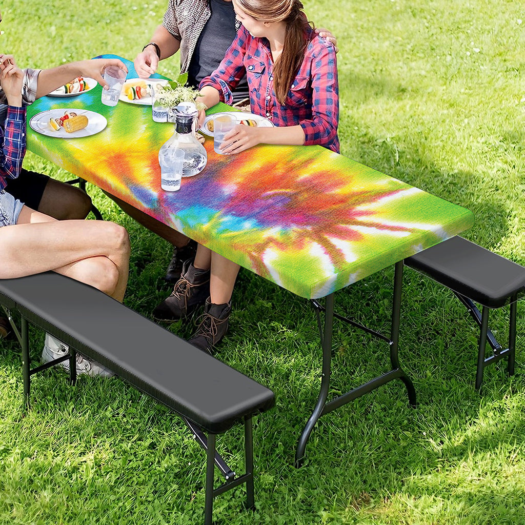 Swirl Tie Dye Print Picnic Table Cover