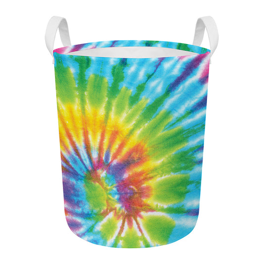 Swirl Tie Dye Print Round Laundry Basket