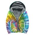 Swirl Tie Dye Print Sherpa Lined Zip Up Hoodie