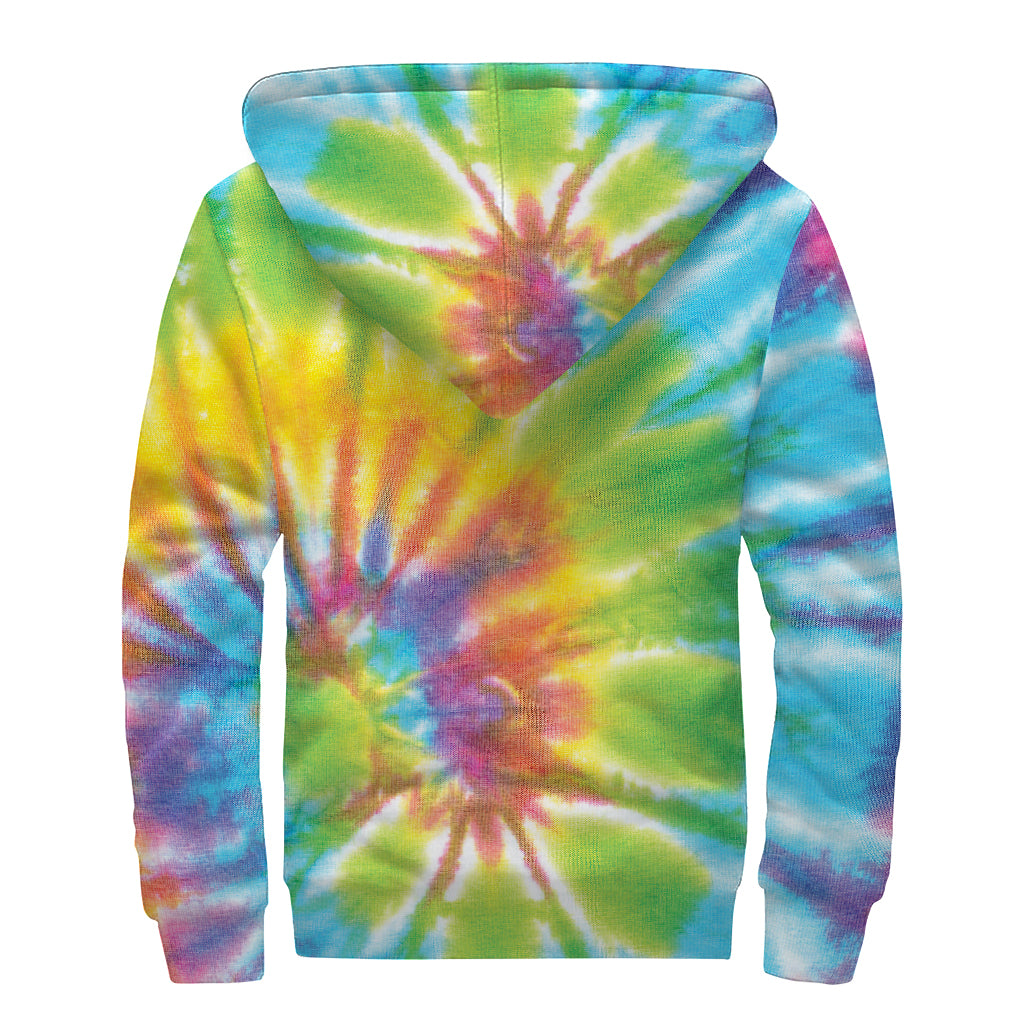 Swirl Tie Dye Print Sherpa Lined Zip Up Hoodie