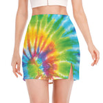 Swirl Tie Dye Print Side Slit Mini Skirt