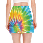 Swirl Tie Dye Print Side Slit Mini Skirt