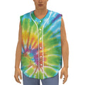 Swirl Tie Dye Print Sleeveless Baseball Jersey