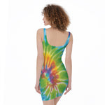 Swirl Tie Dye Print Sleeveless Bodycon Dress