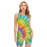 Swirl Tie Dye Print Sleeveless One Piece Swimsuit