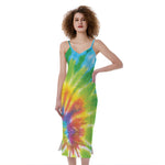Swirl Tie Dye Print Slim Fit Midi Cami Dress